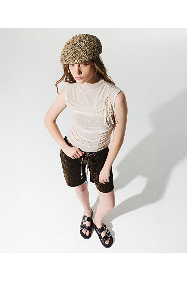 LEOPAR DESEN BERMUDA ŞORT - 1