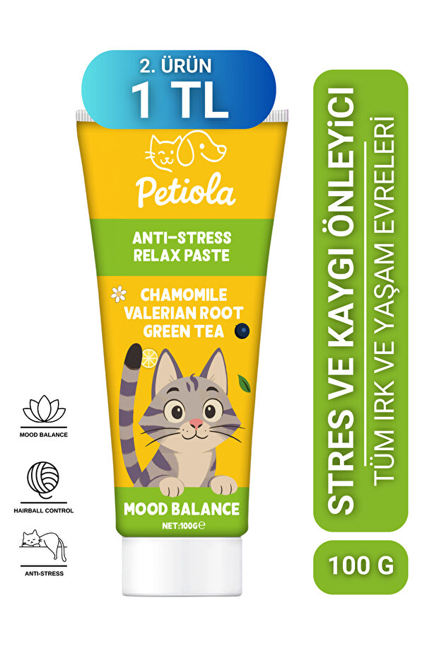 Petiola Stres ve Kaygı Giderici, Tüy Yumağı Ve Kusma Önleyici Multivitamin Kedi Malt Macun 100 gr