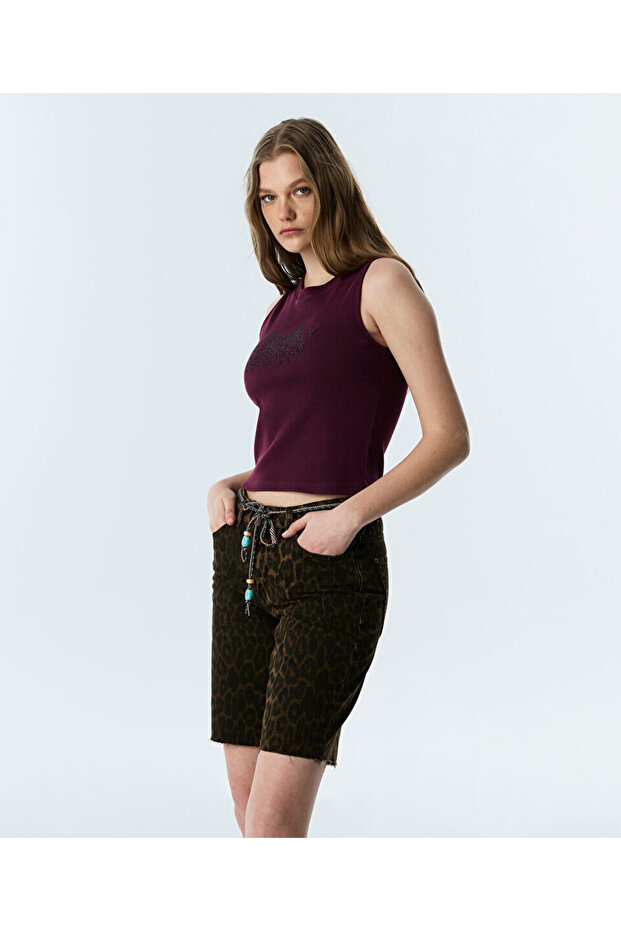 LEOPAR DESEN BERMUDA ŞORT - 5