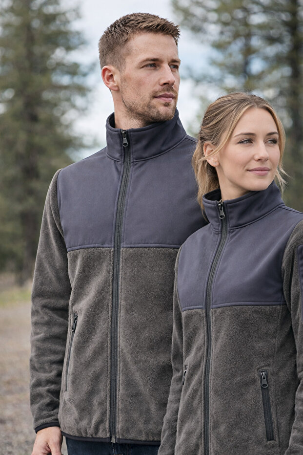 Full Zip Softshell Paneled Fleece