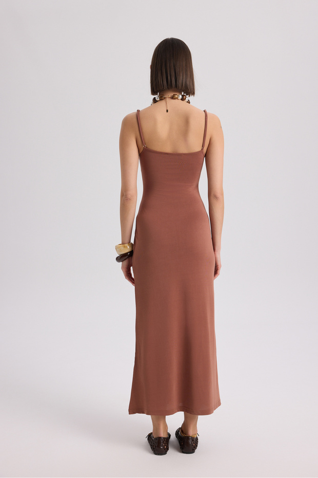 Ferry Kahve Basic Elbise - 5