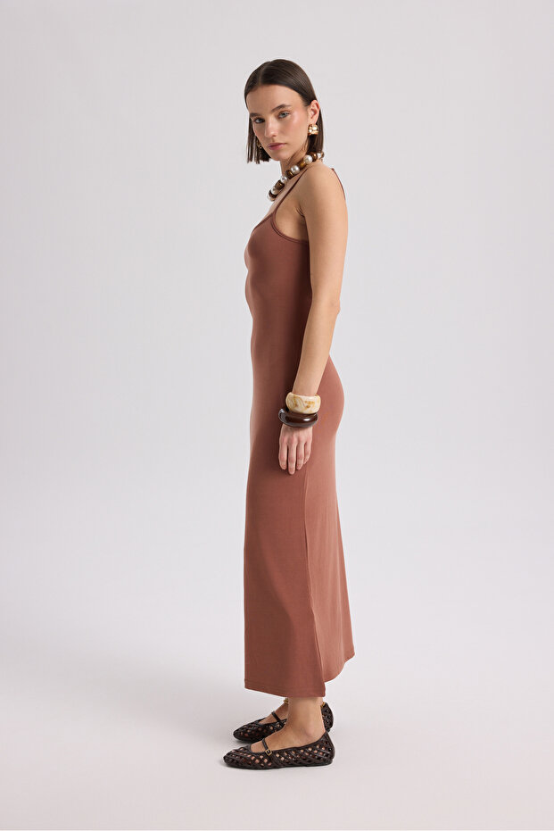 Ferry Kahve Basic Elbise - 4