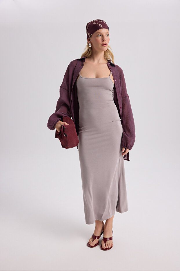 Ferry Lila Basic Elbise - 1