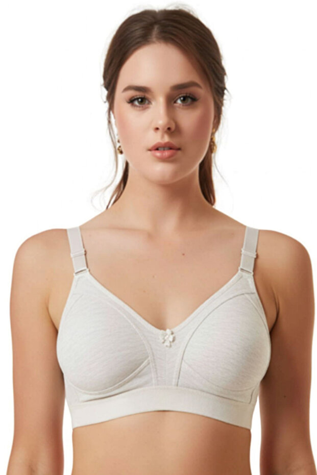 Unpadded, Wireless, Non-Wired, Six-Strap Cotton Combed Cotton Gathering and Minimizing Bra.