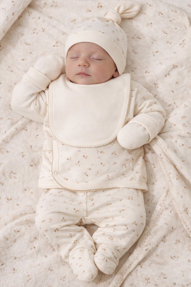 Leaf Breeze Organic Cotton Baby Girl Hospital Discharge Set - 6 Pieces
