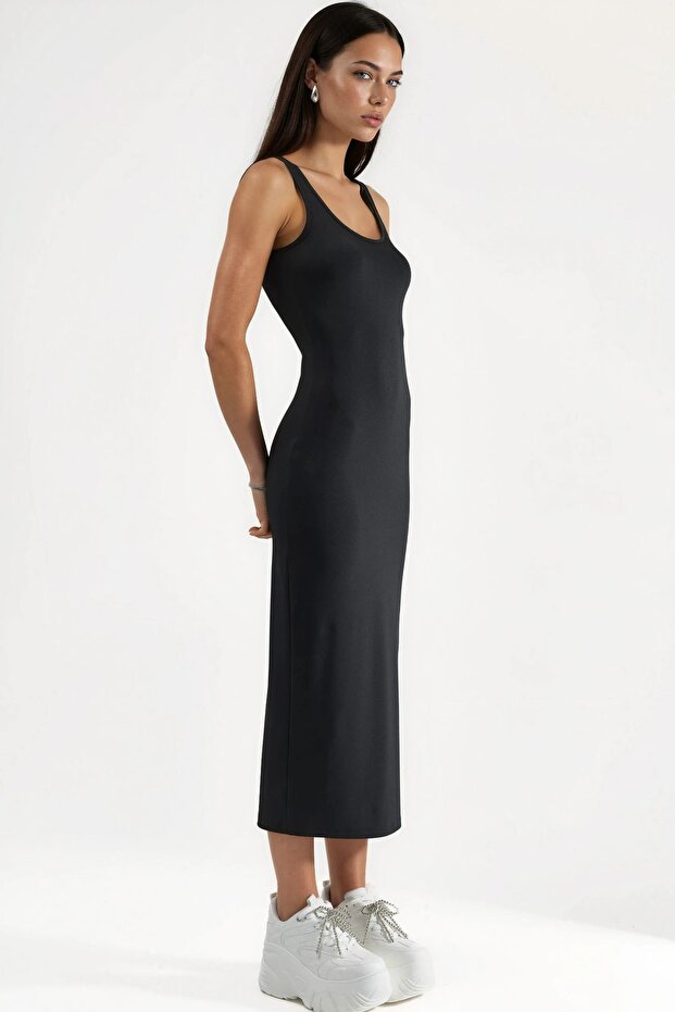 Bodycon Basic Midi Elbise - 2