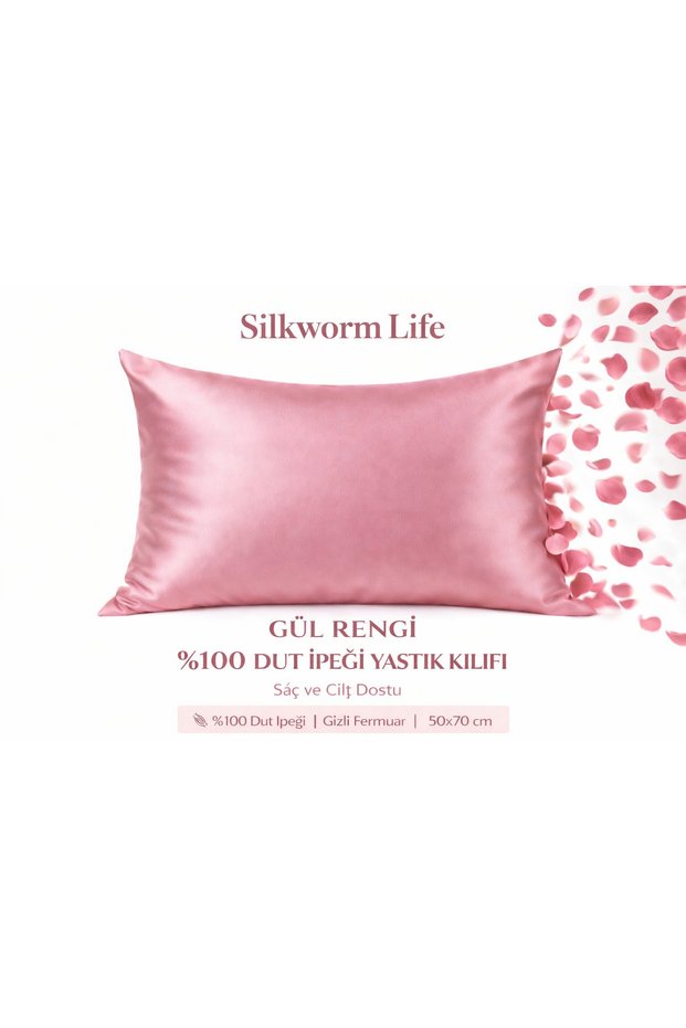 Silkworm Life %100 Pure Mulberry Silk Pillowcase 50X70 cm Zippered Skin and Hair Friendly Luxury Silk - Orange
