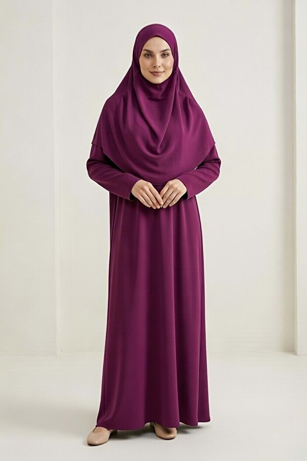 Practical Hijab Women's Prayer Dress M00802 Mürdüm