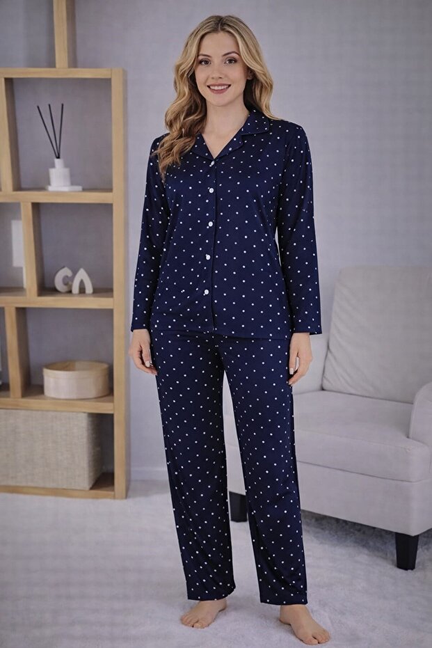Women's 7123 Long Sleeve Buttoned Pajama Set