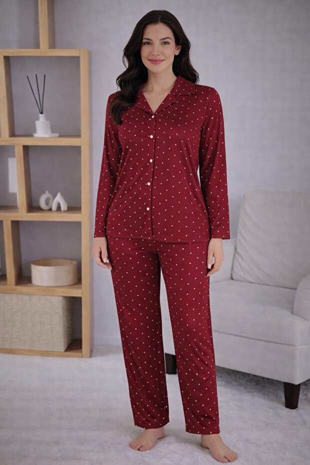 Women's 7124 Long Sleeve Buttoned Pajama Set