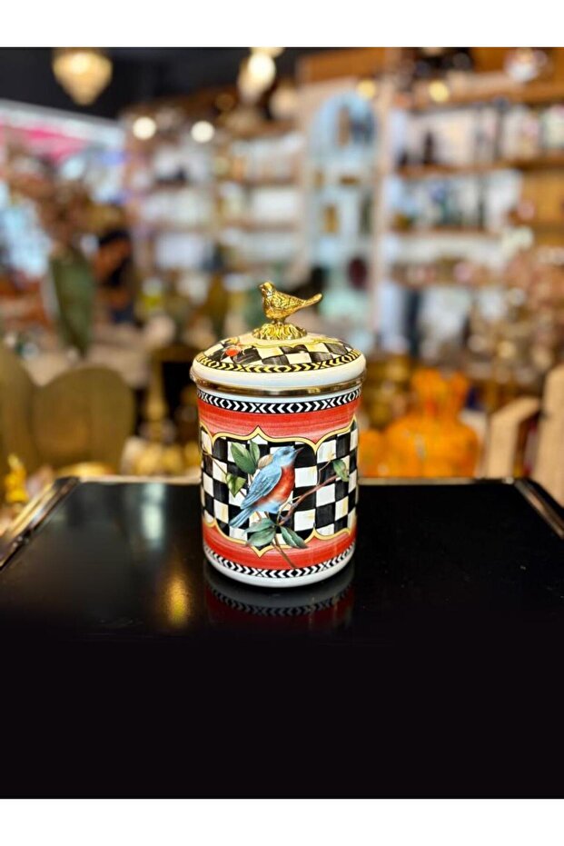 Paradise Enameled Jar 13X21Cm