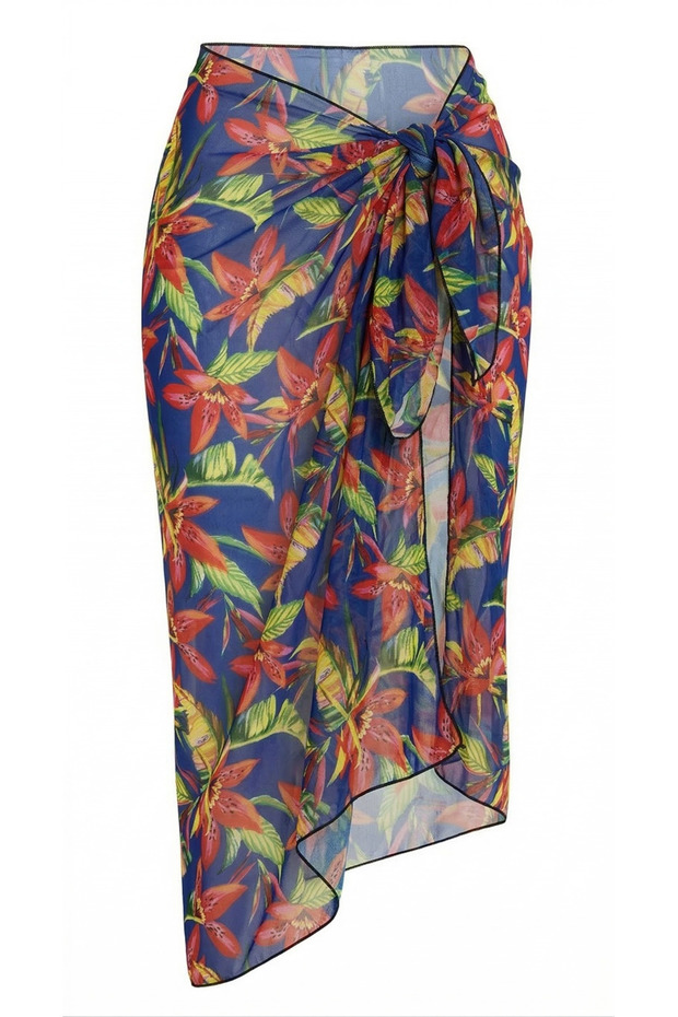 Colorful Patterned Pareo Tie-Detail Pareo Skirt