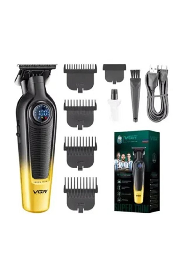 Rechargeable Hair Clipper, Black Gold - V-196