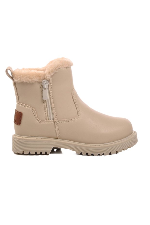 Beige Girls' Boots with Fur Inside