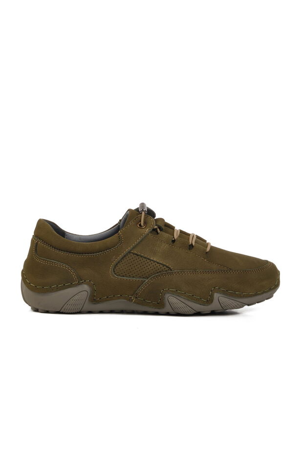 Khaki Nubuck Genuine Leather Women's Casual Shoes