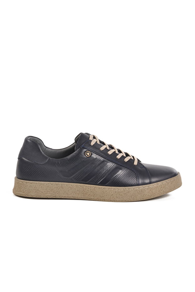Navy Blue Genuine Leather Men's Casual Shoes