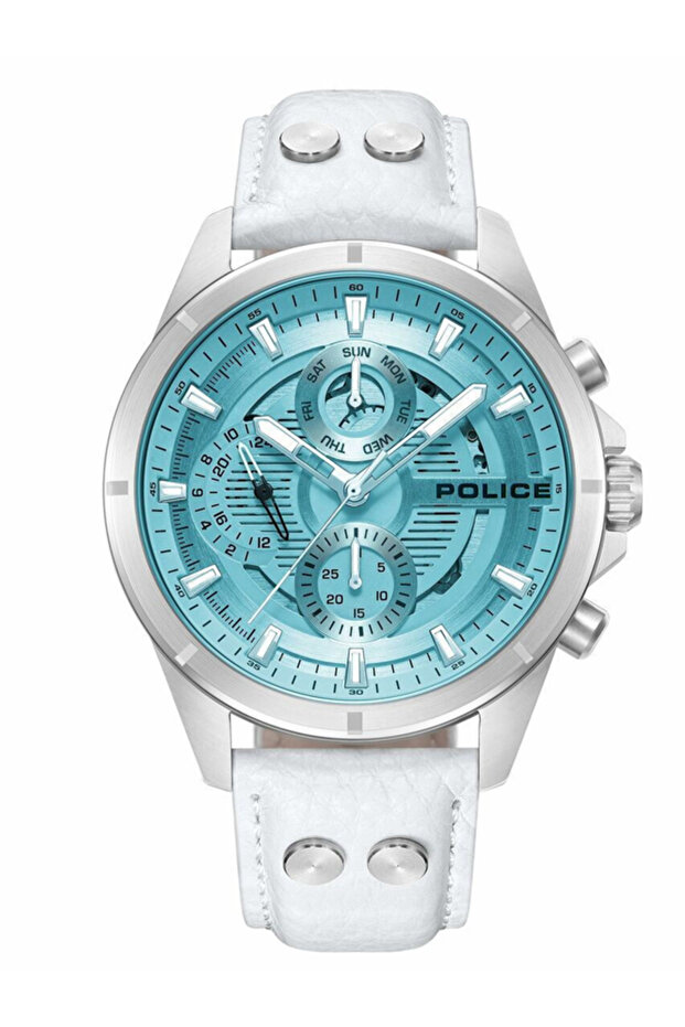 Malawi Analog Gents Watch With Leather Strap, Water Resistant 44mm