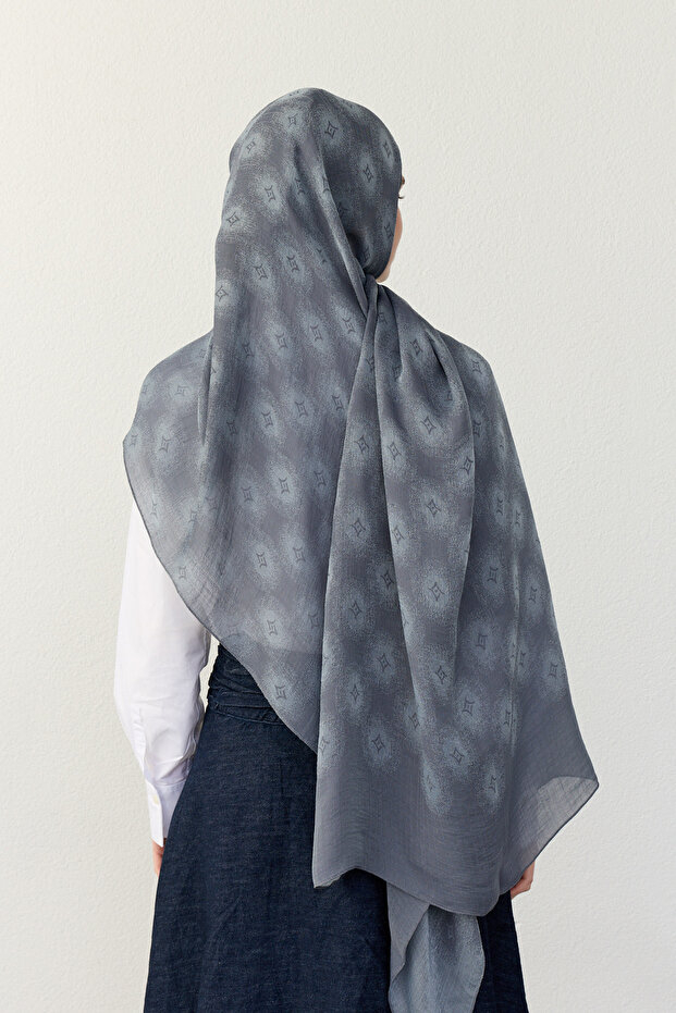 Luna Star Pattern Jacquard Shawl - Dark Gray
