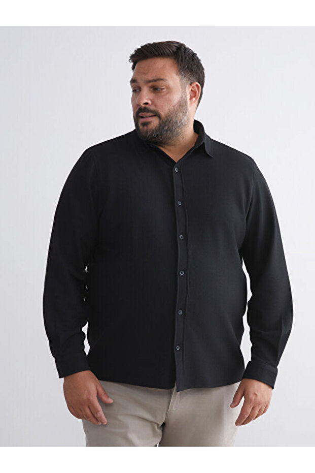 Plus Size Slim Fit Long Sleeve Men's Shirt