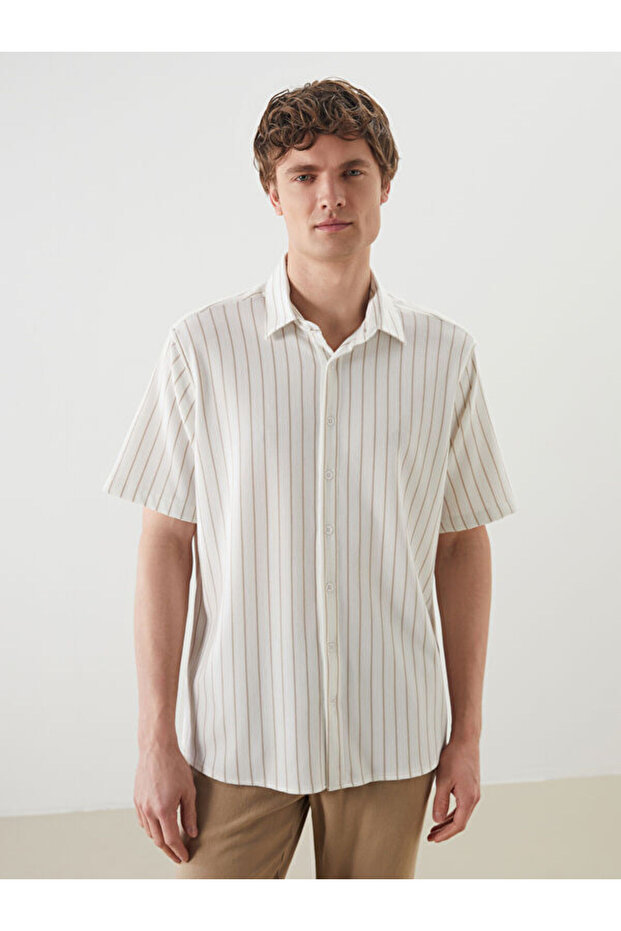 Regular Fit Short Sleeve Striped Men's Shirt