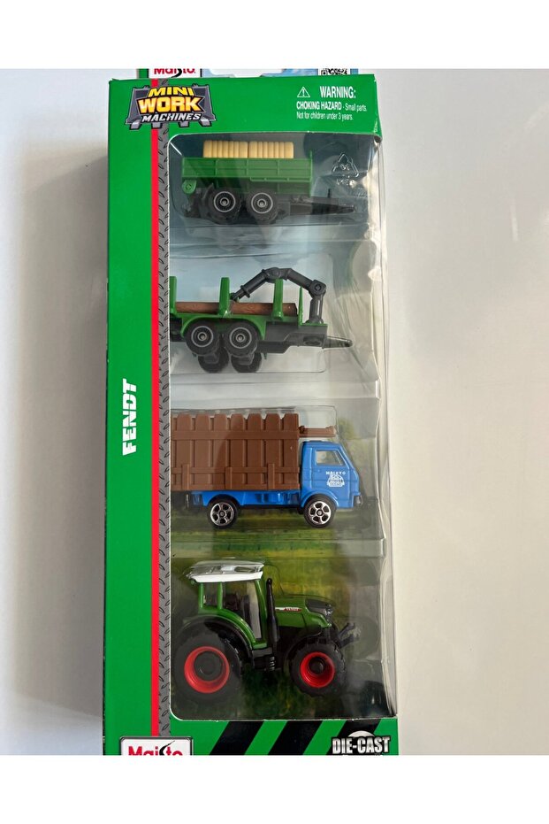 Mini Work Special Production Green Construction Vehicles Metal Tractor Set 4-Piece Set 8 cm Cars