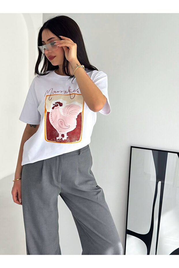 Rooster Printed Short Sleeve T-Shirt