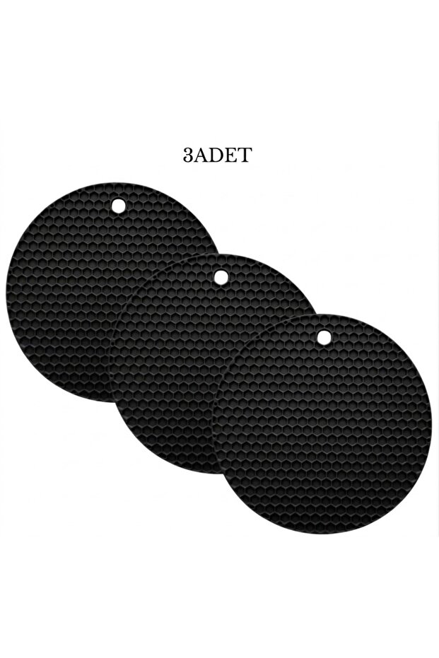 3 Pieces of Black Silicone Trivets, Griddle & Cookie Shapers, Teapot & Pot Mats