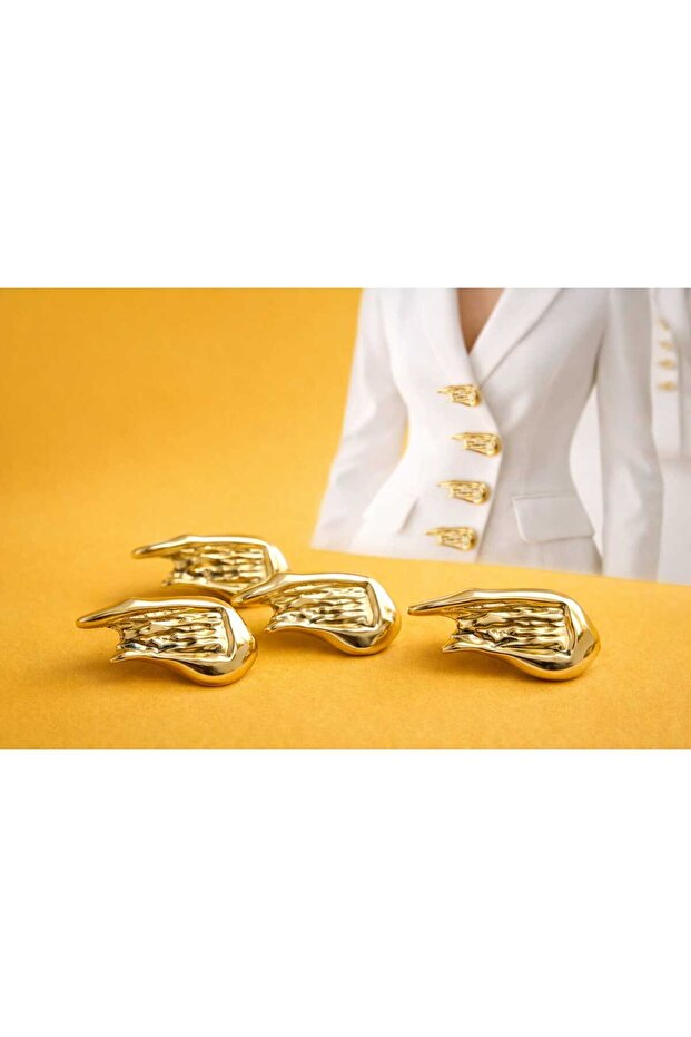 Special Design Button 3.5 cm Gold Plated 1 Pack 4 Pieces