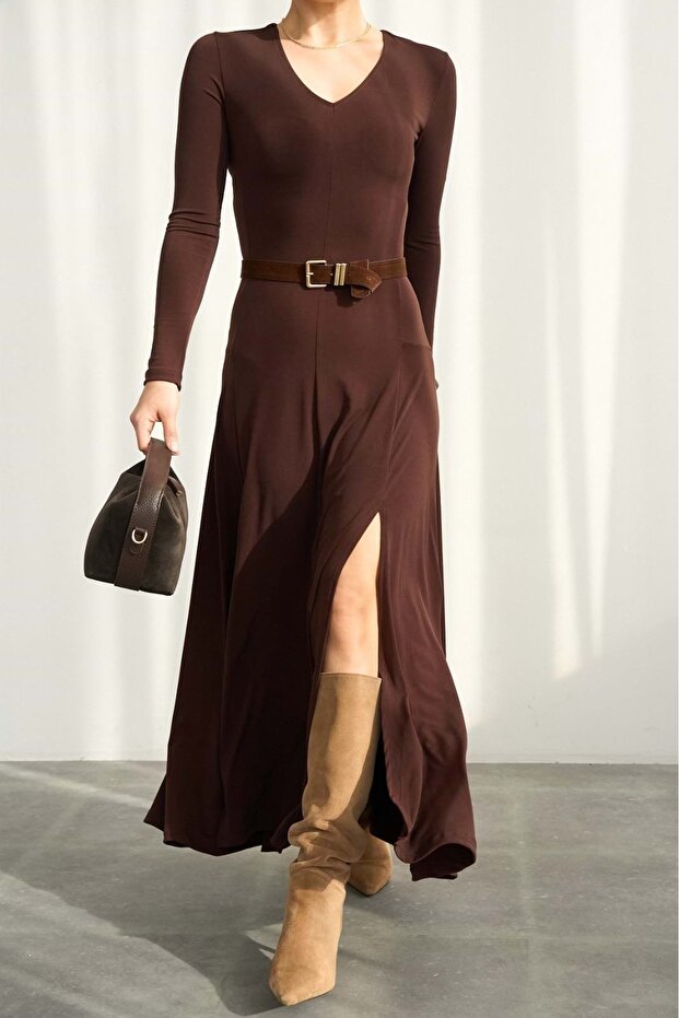 Midnight Black Diva Double Slit Maxi Dress - 4