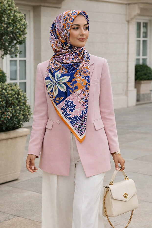 Mineşarpt Patchwork Floral Print Scarf – Soft Textured Stylish Hijab Scarf
