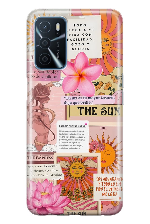 حافظة هاتف شفافة متوافقة مع هاتف أوبو A16 / A55 من نوع Sun Tarot منقوش