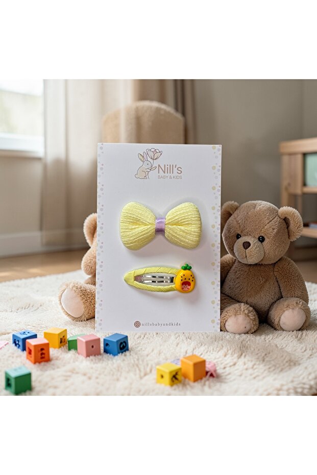 Bow & Fruit Detailed Buckle Set - Yellow 2-Piece