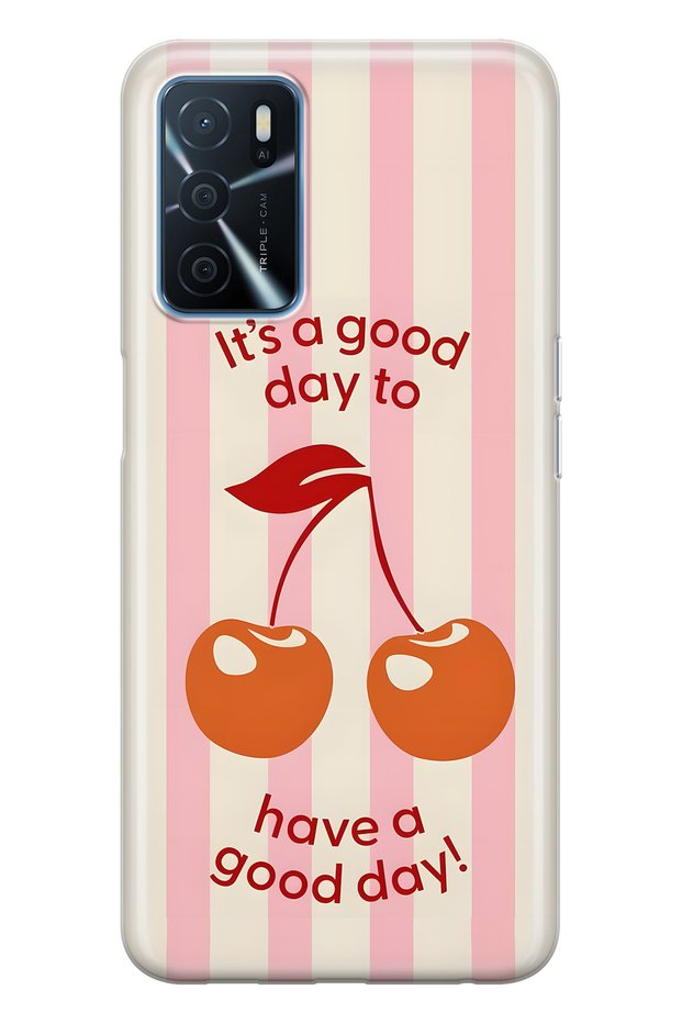 Oppo A16 / A55 Compatible Cherry Patterned Transparent Phone Case
