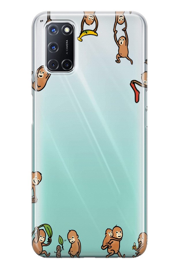 Oppo A52 / A72 / A92 Compatible Monkeys Patterned Transparent Phone Case