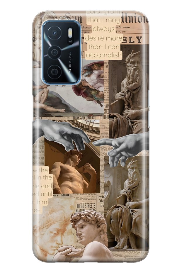 Oppo A16 / A55 Compatible Renaissance Sculpture Collage Patterned Transparent Phone Case