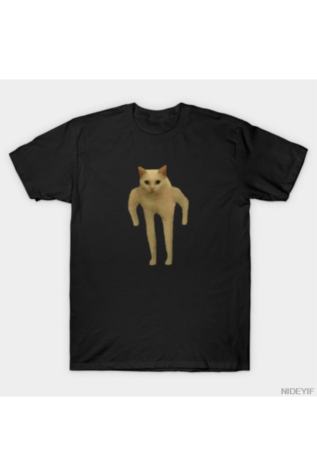 Long-Legged Cursed Cat – Iconic Two-Legged Cat Meme T-Shirt 100% P for Men Women