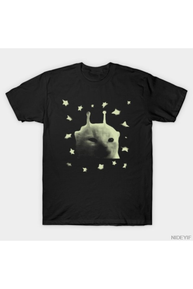 Alien Cat Meme T-Shirt for Men Women 100% Cotton t Shirts Short Sleeve Tops 1226-2