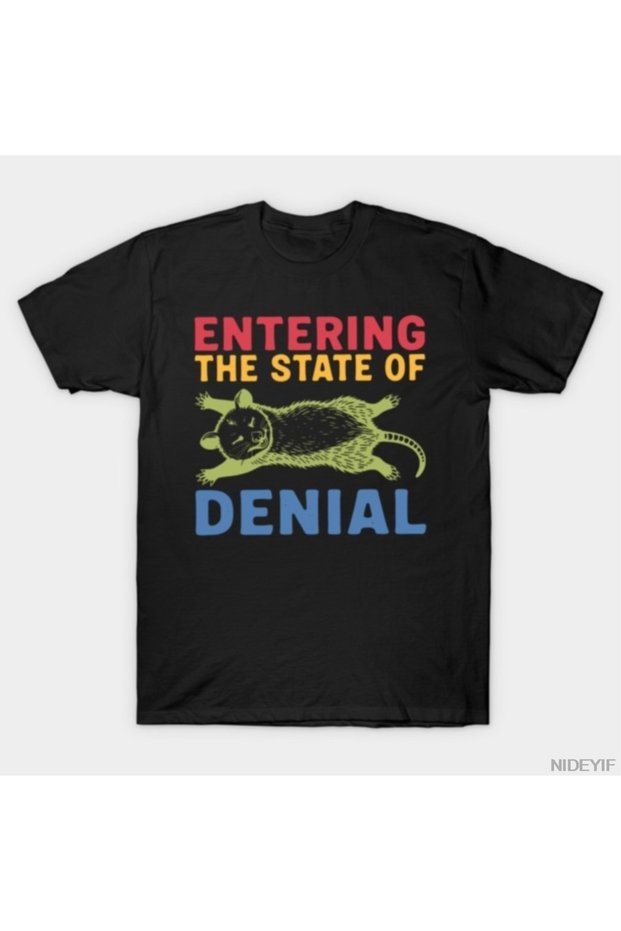 Denial Enters the State Cat Men Women T-Shirt 100% Cotton Lu T-Shirts Short Sleeve Tops 01