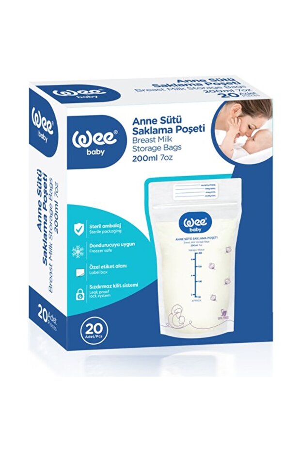 Breast Milk Storage Bag 20 Pieces Bpa-Free Freezer-Safe 200 ml