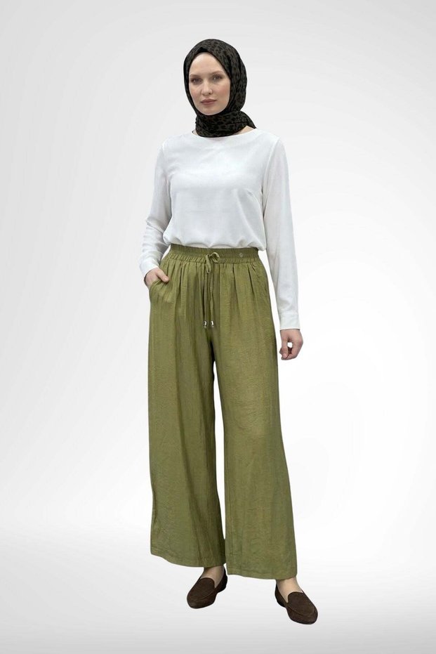 Comfortable Cut Trousers with Elastic Waist