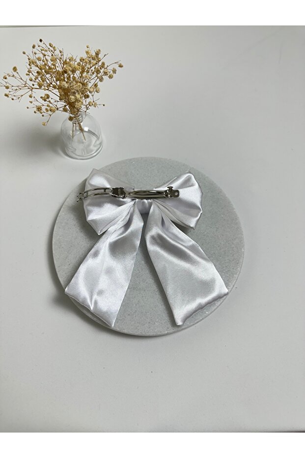 White Satin Bow Automatic Buckle - 4