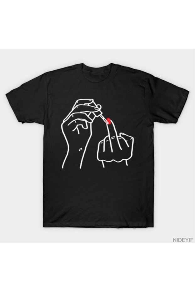 Retro Funny Middle Finger Nail Meme T-Shirt for Men Women 100% Cotton t Shirts Short