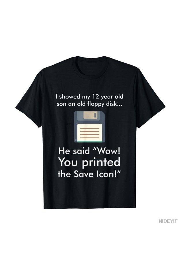 Funny Computer Scientist Save the Floppy Printed Icon T-Shirt Men Women 100% Cotton Tee Shirt