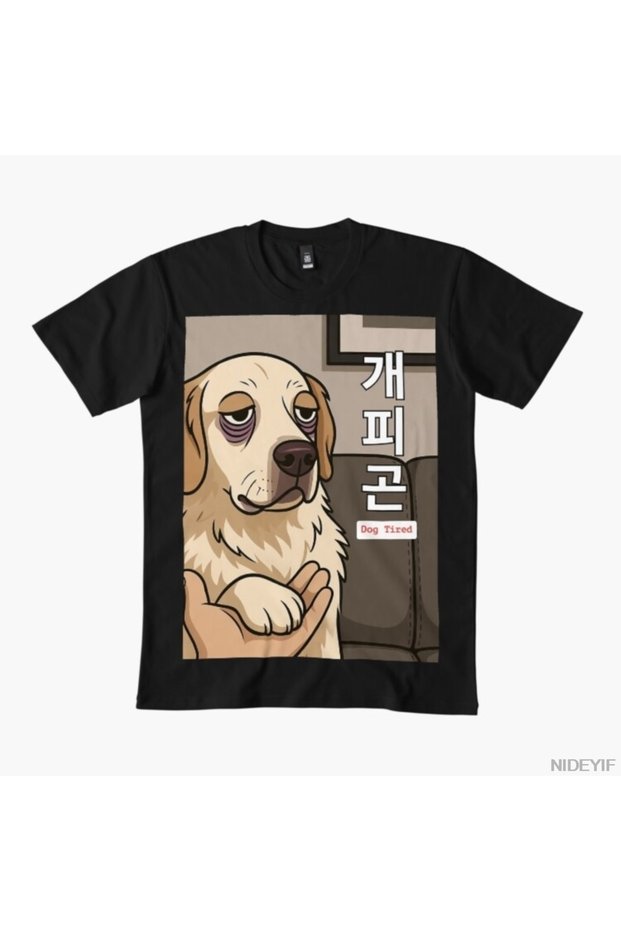 Dog Tired T-Shirt 100% for Men Women Pack of Cotton T-Shirts Short Sleeve Tops 0114-2