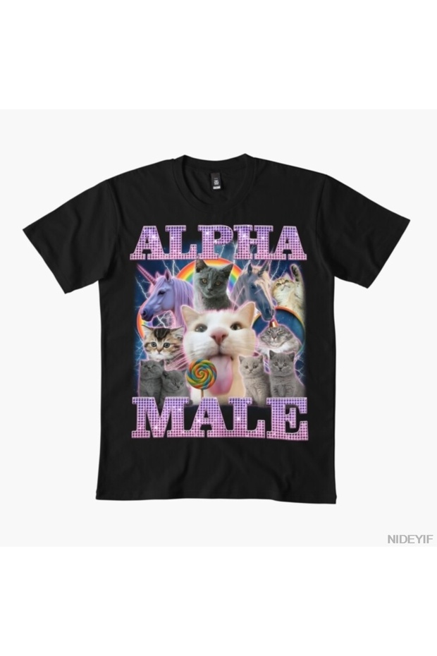 Alpha Male Funny Cat T-Shirt for Men Women 100% Cotton t Shirts Short Sleeve Tops 1