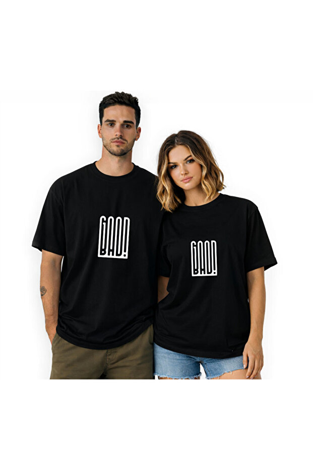 Good Bad Visual Unisex Crew Neck Black Design Tshirt