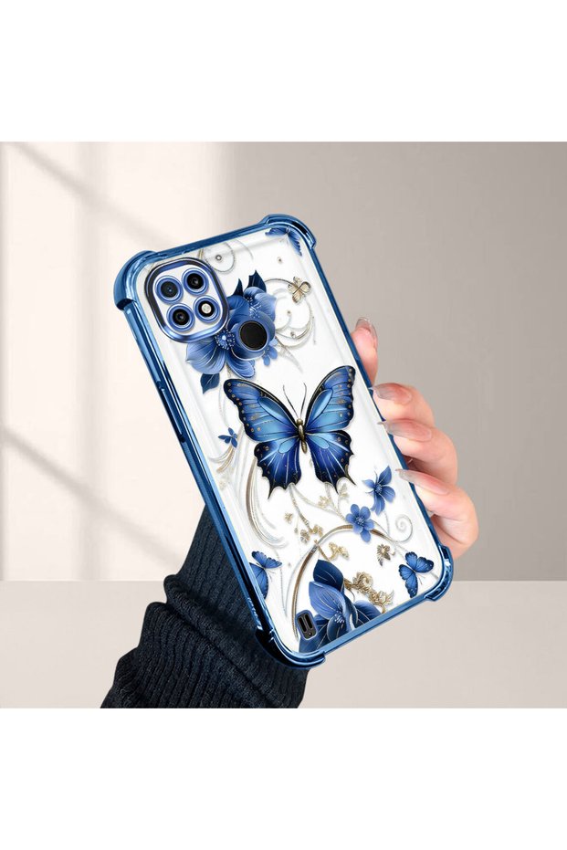 Realme C21 Compatible Butterfly Printed Transparent Silicone Shock-Absorbing Case Stylish and Durable