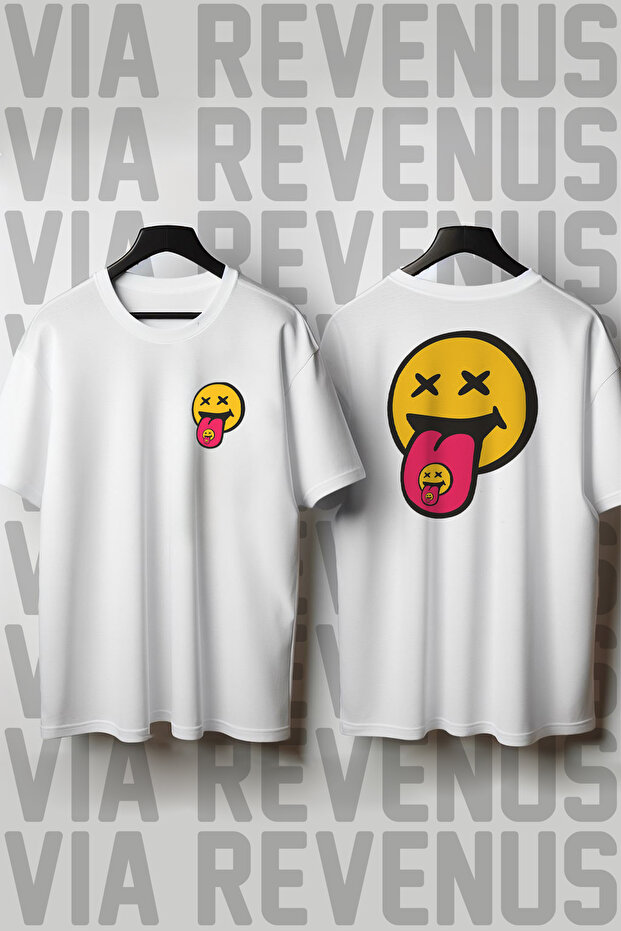 Smile Printed Crew Neck Loose Fit 100% Cotton Unisex Tshirt