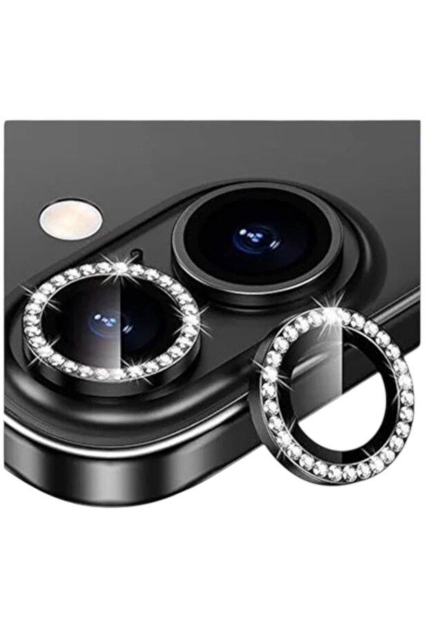 iPhone 17 Compatible Shiny Stone Metal Frame Camera Lens Protector