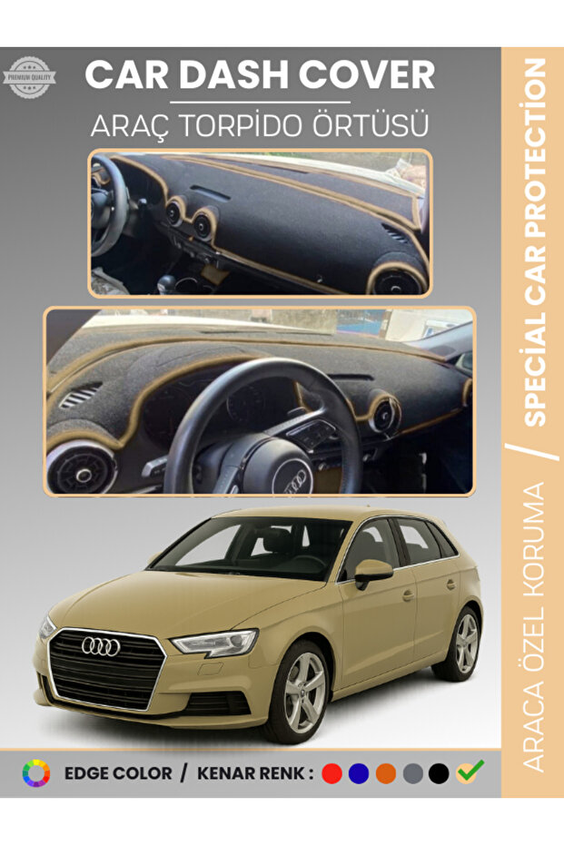 Audi̇ A3 (2013-2020) Dashboard Cover Front Chest Protection Dashboard Protection Vehicle-Specific K Non-Slip Easy Installation